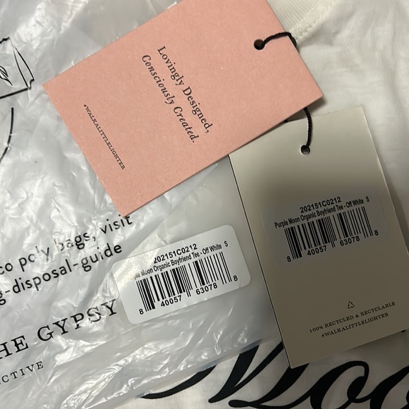 Spell & the Gypsy  Purple Moon Organic Boyfriend Tee Off White NWT Small - Picture 5 of 8